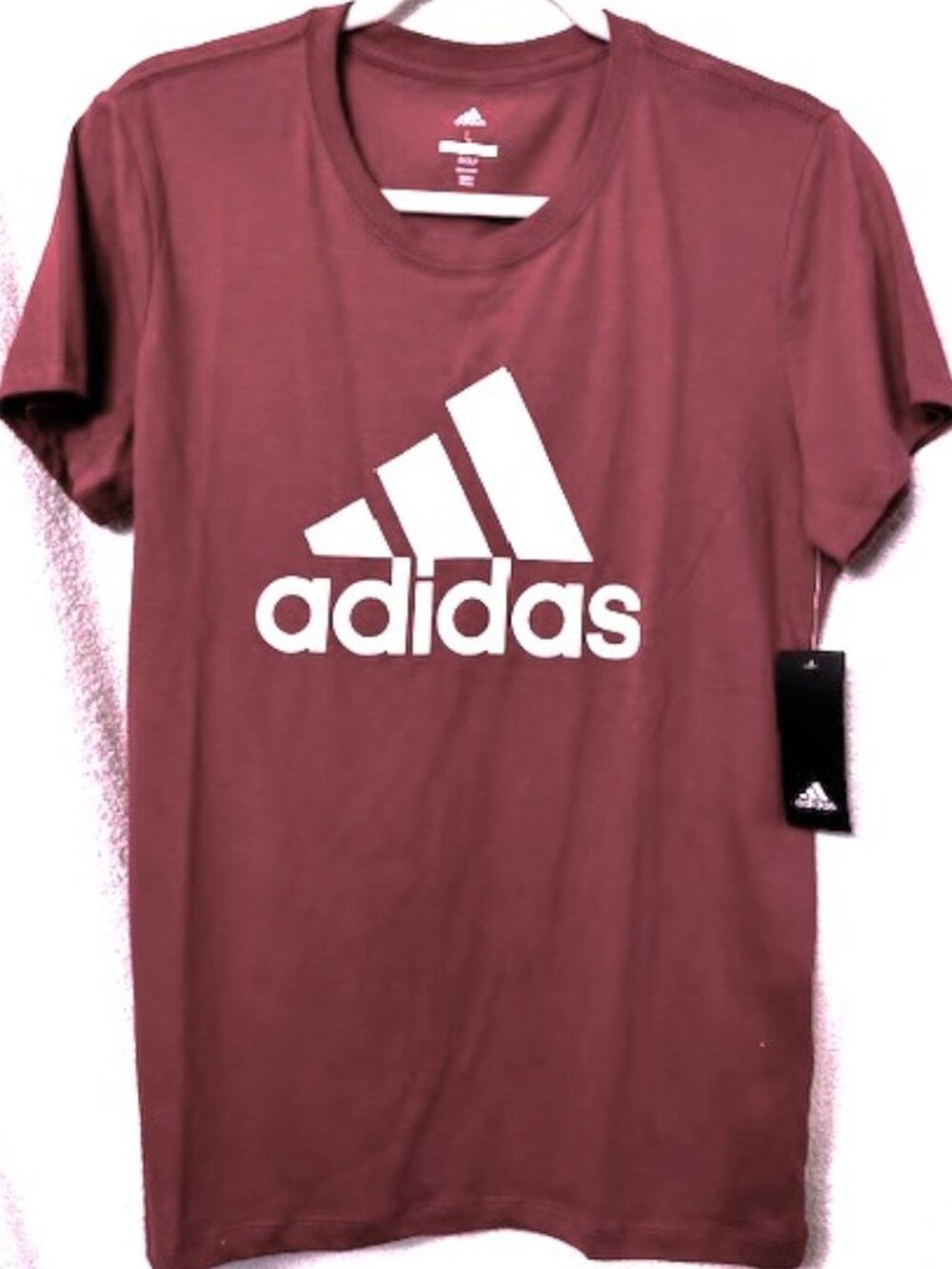 adidas Wild Pink white logo t-shirt in 100% cotton NWT Size L